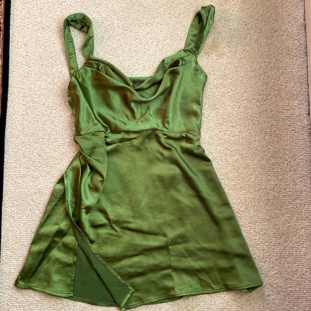 Olive green mini dress